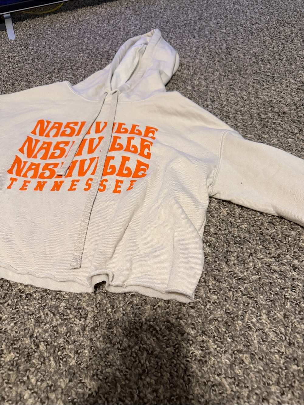 Cream Women's Pullover Hoodie with Orange Nashville Tennessee Graphic